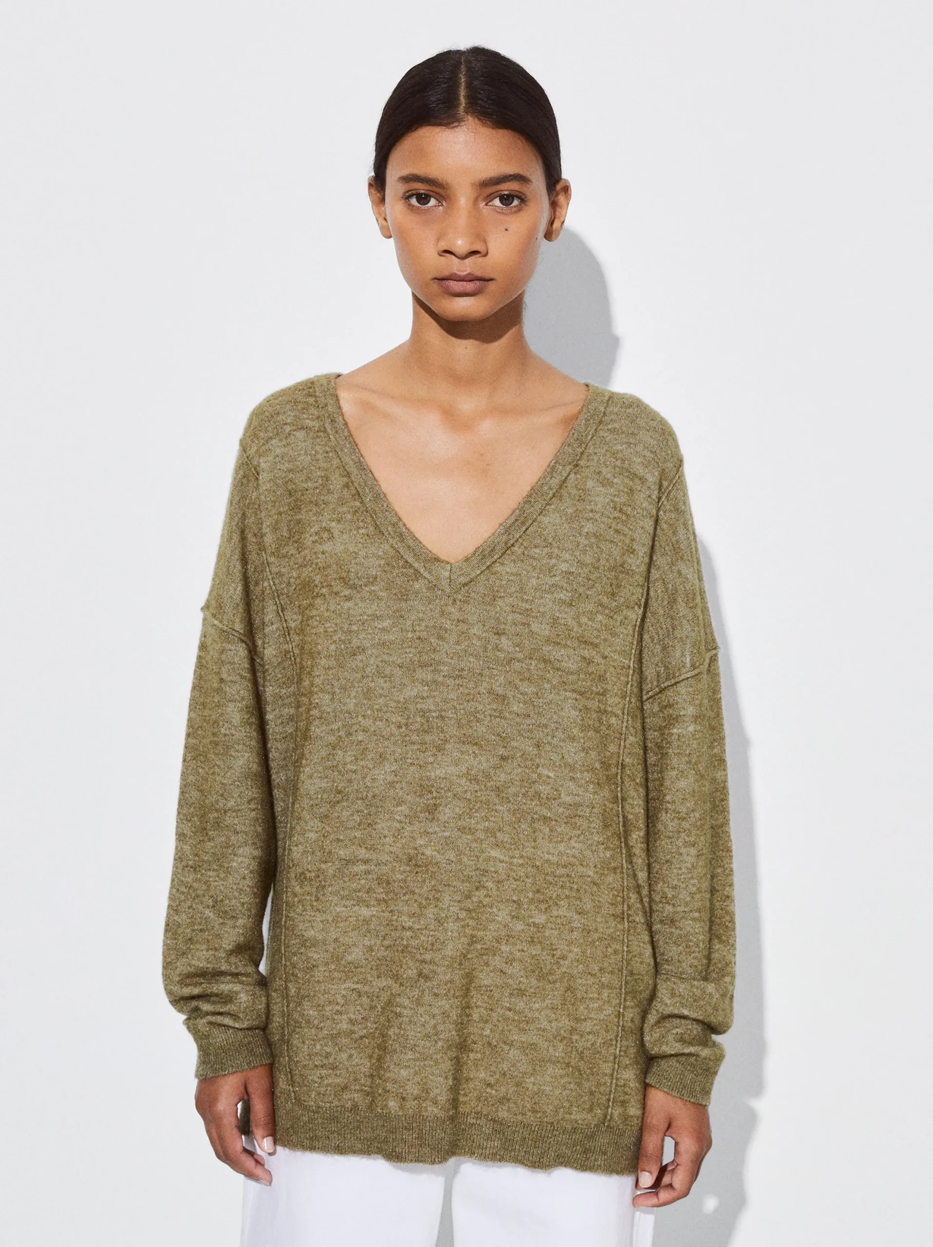 PARFOIS Jersey De Punto Con Lana Caqui Store