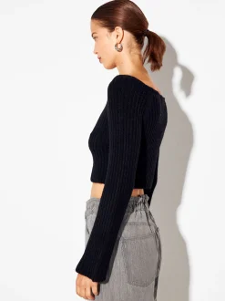 PARFOIS Jersey De Punto Cropped Negro Online