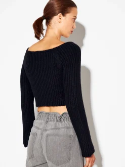 PARFOIS Jersey De Punto Cropped Negro Online