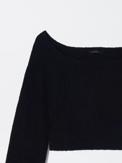 PARFOIS Jersey De Punto Cropped Negro Online
