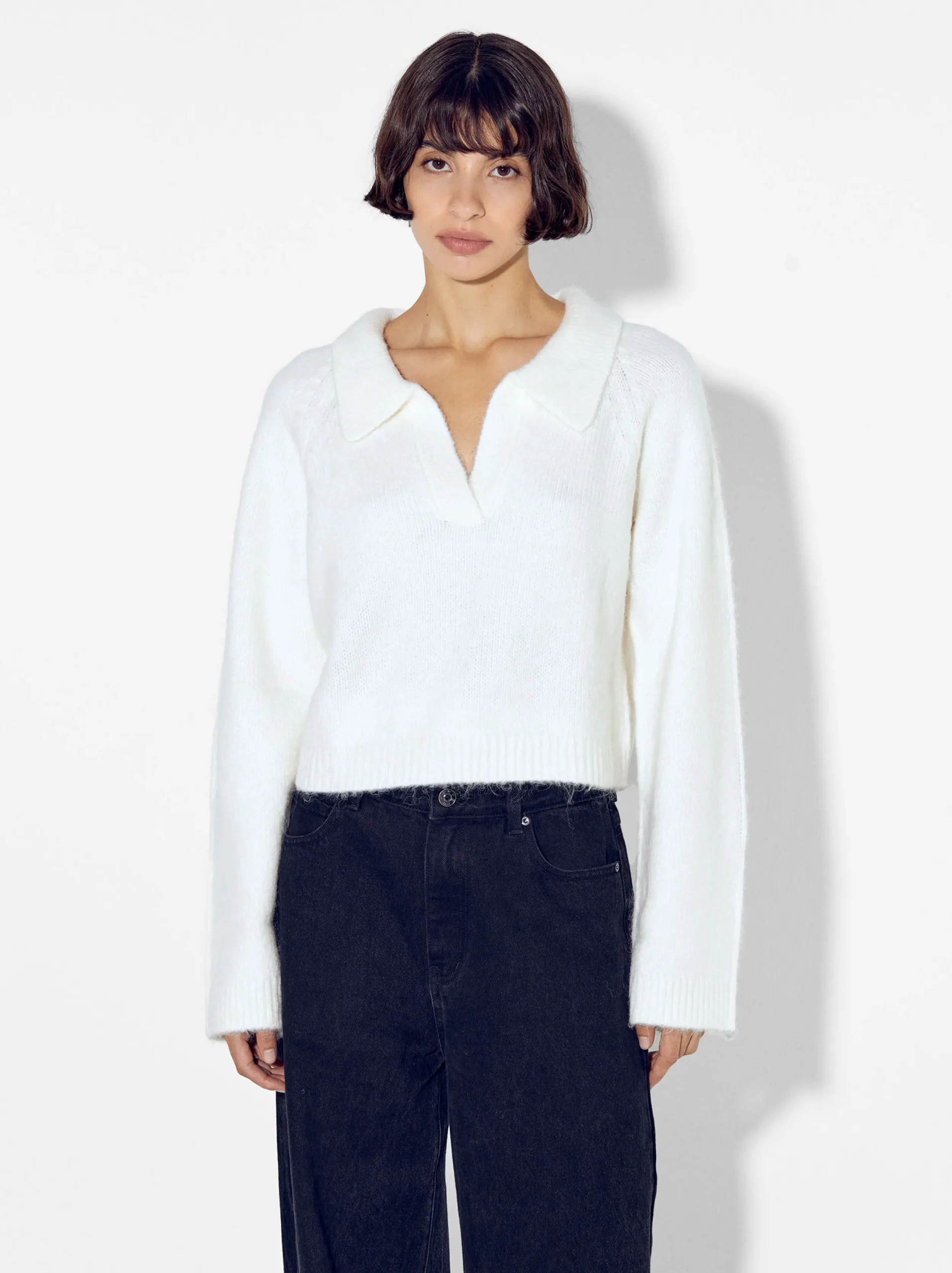 PARFOIS Jersey De Punto Cropped Blanco Online