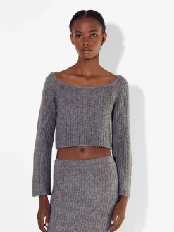 PARFOIS Jersey De Punto Cropped Gris Clearance