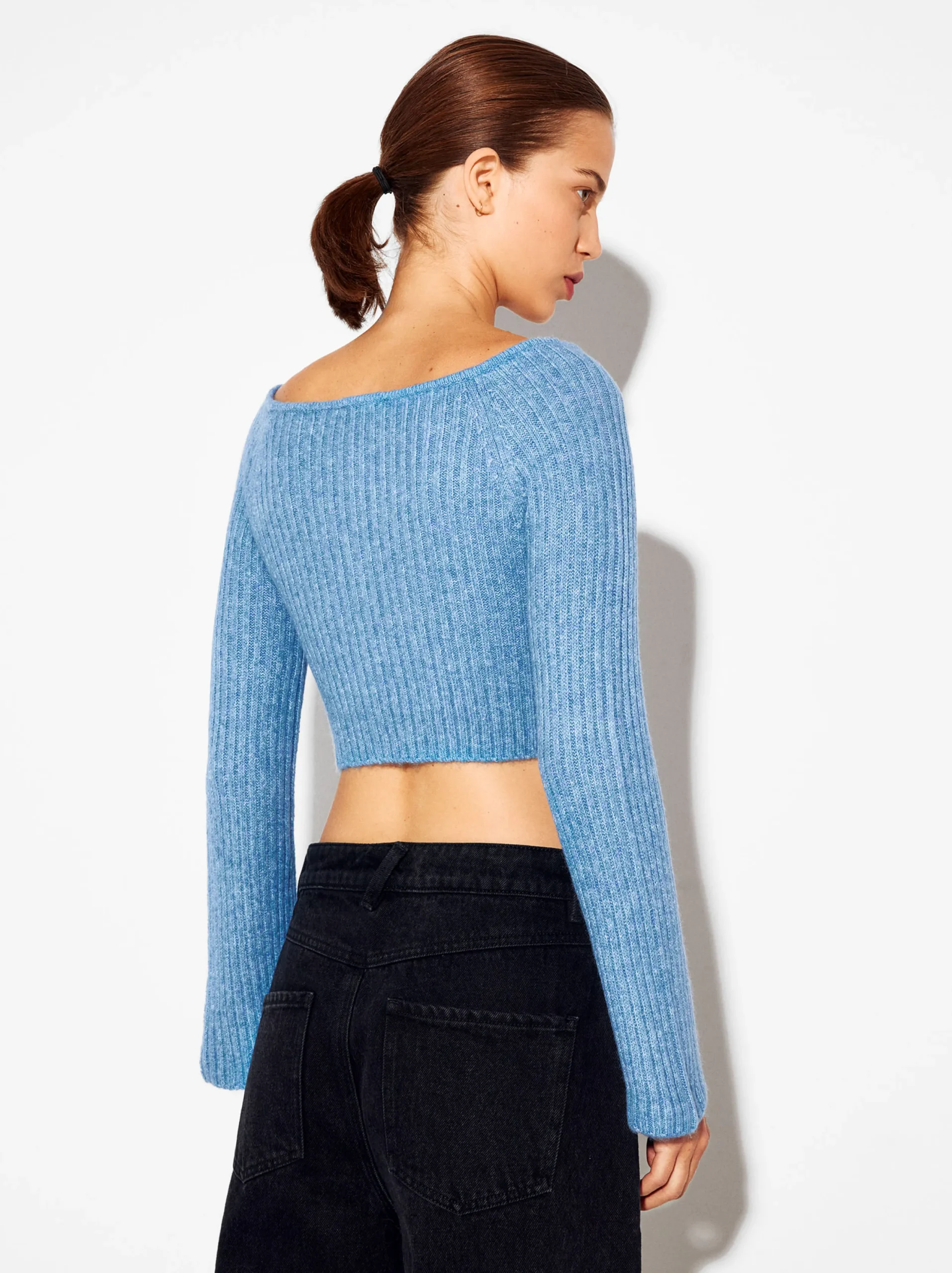 PARFOIS Jersey De Punto Cropped Azul Best Sale
