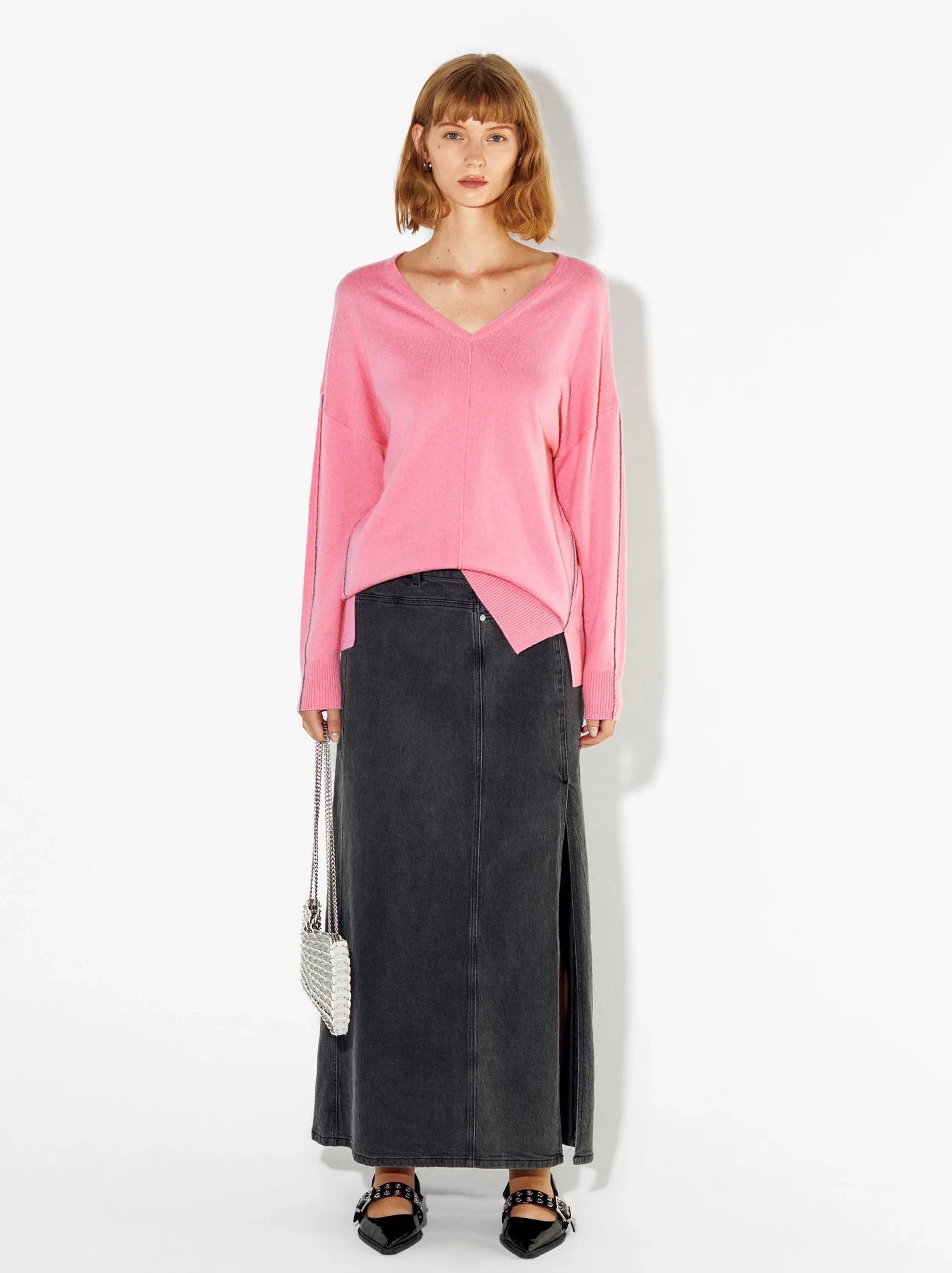 PARFOIS Jersey De Punto Cuello De Pico Rosa Store
