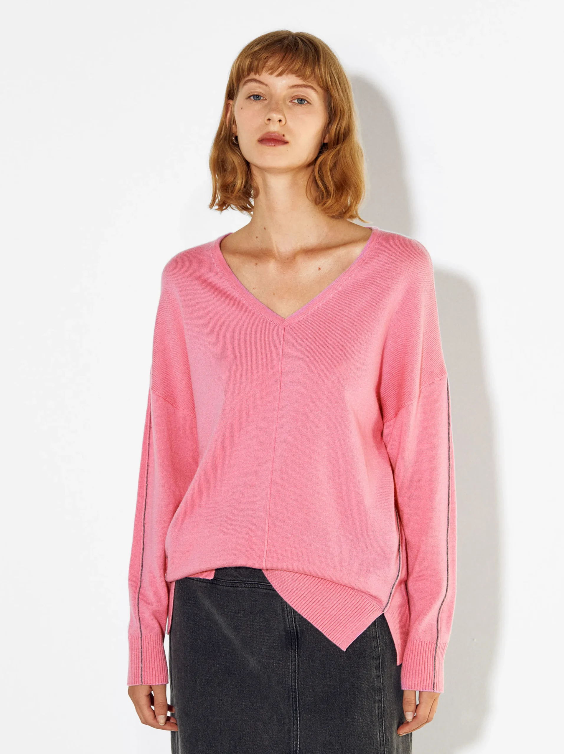 PARFOIS Jersey De Punto Cuello De Pico Rosa Store