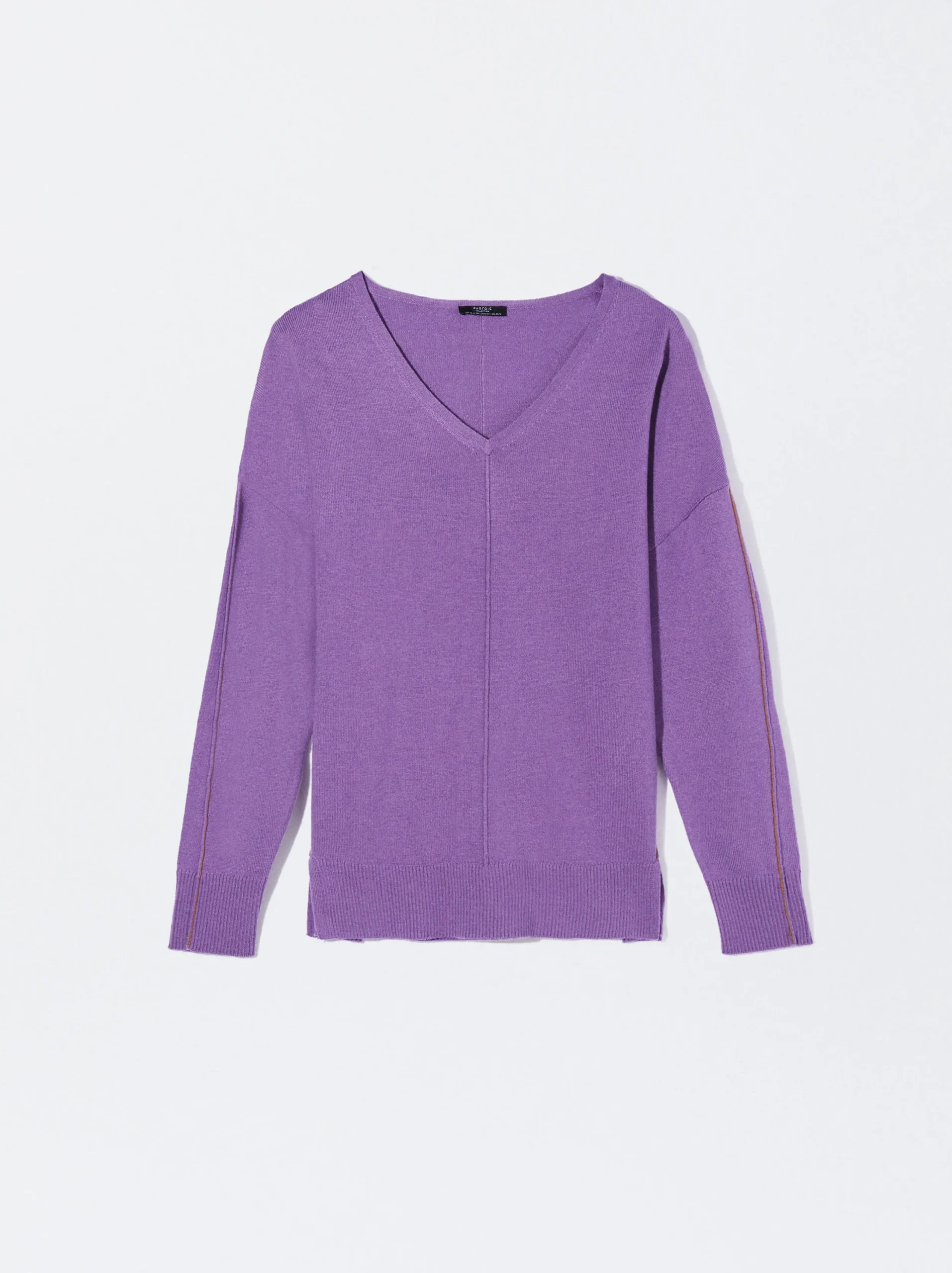 PARFOIS Jersey De Punto Cuello De Pico Violeta Sale