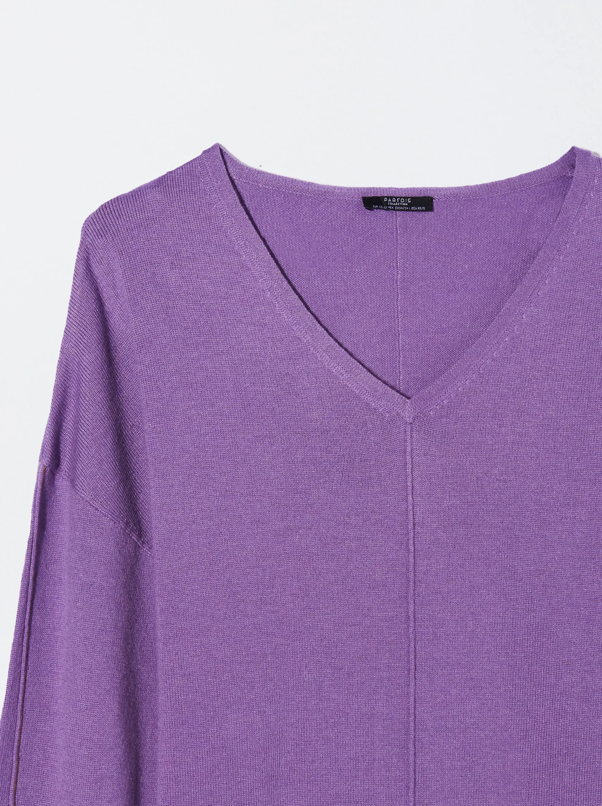PARFOIS Jersey De Punto Cuello De Pico Violeta Sale