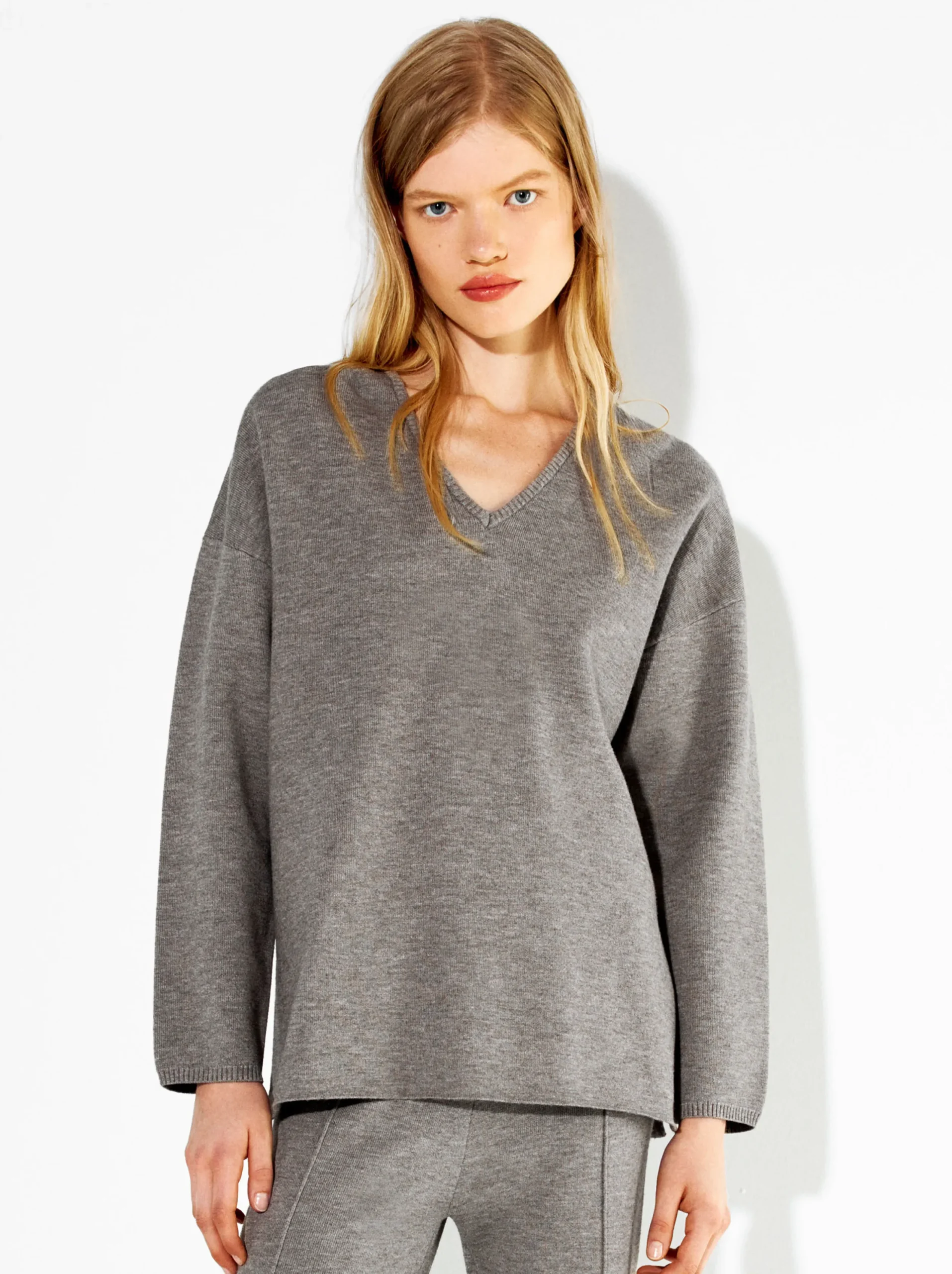 PARFOIS Jersey De Punto Cuello De Pico Marrón Outlet