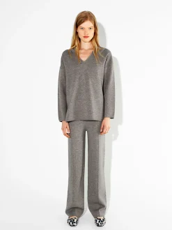 PARFOIS Jersey De Punto Cuello De Pico Marrón Outlet