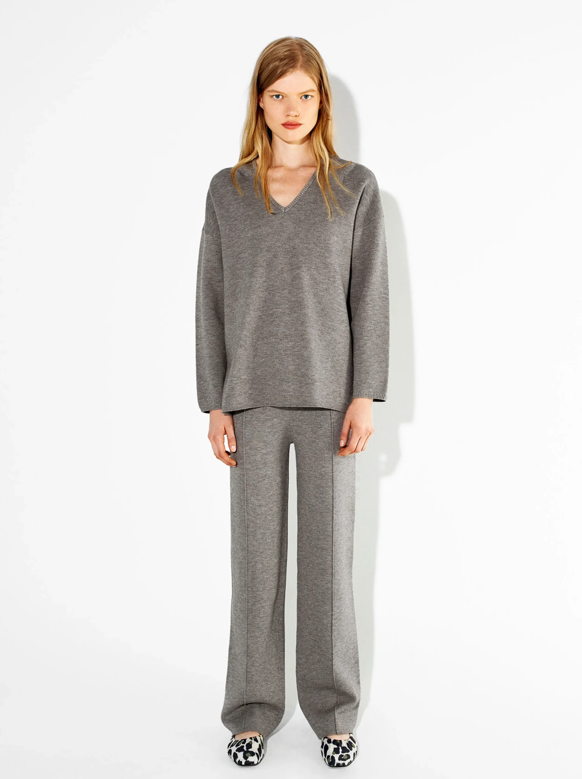 PARFOIS Jersey De Punto Cuello De Pico Marrón Outlet