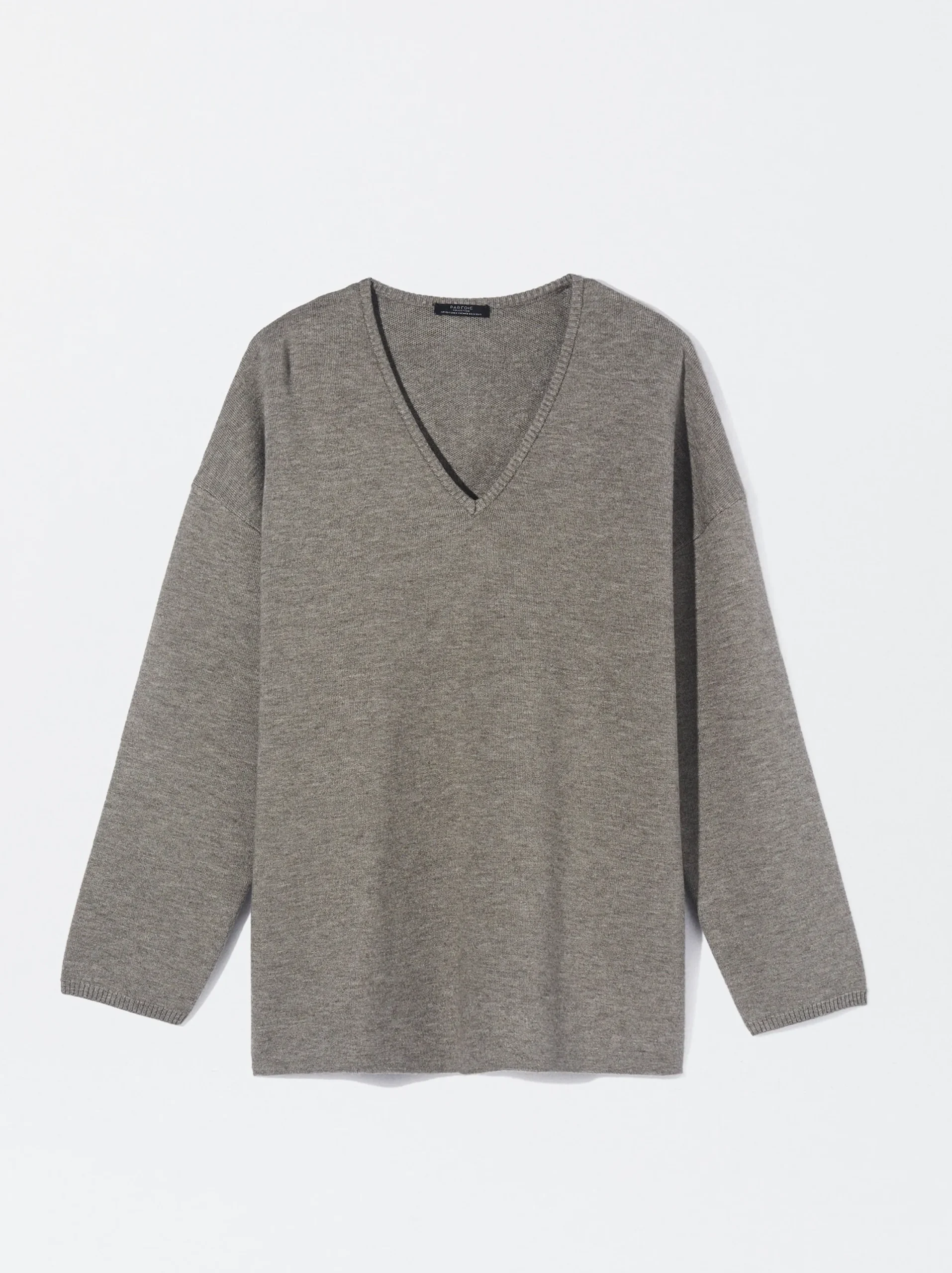 PARFOIS Jersey De Punto Cuello De Pico Marrón Outlet