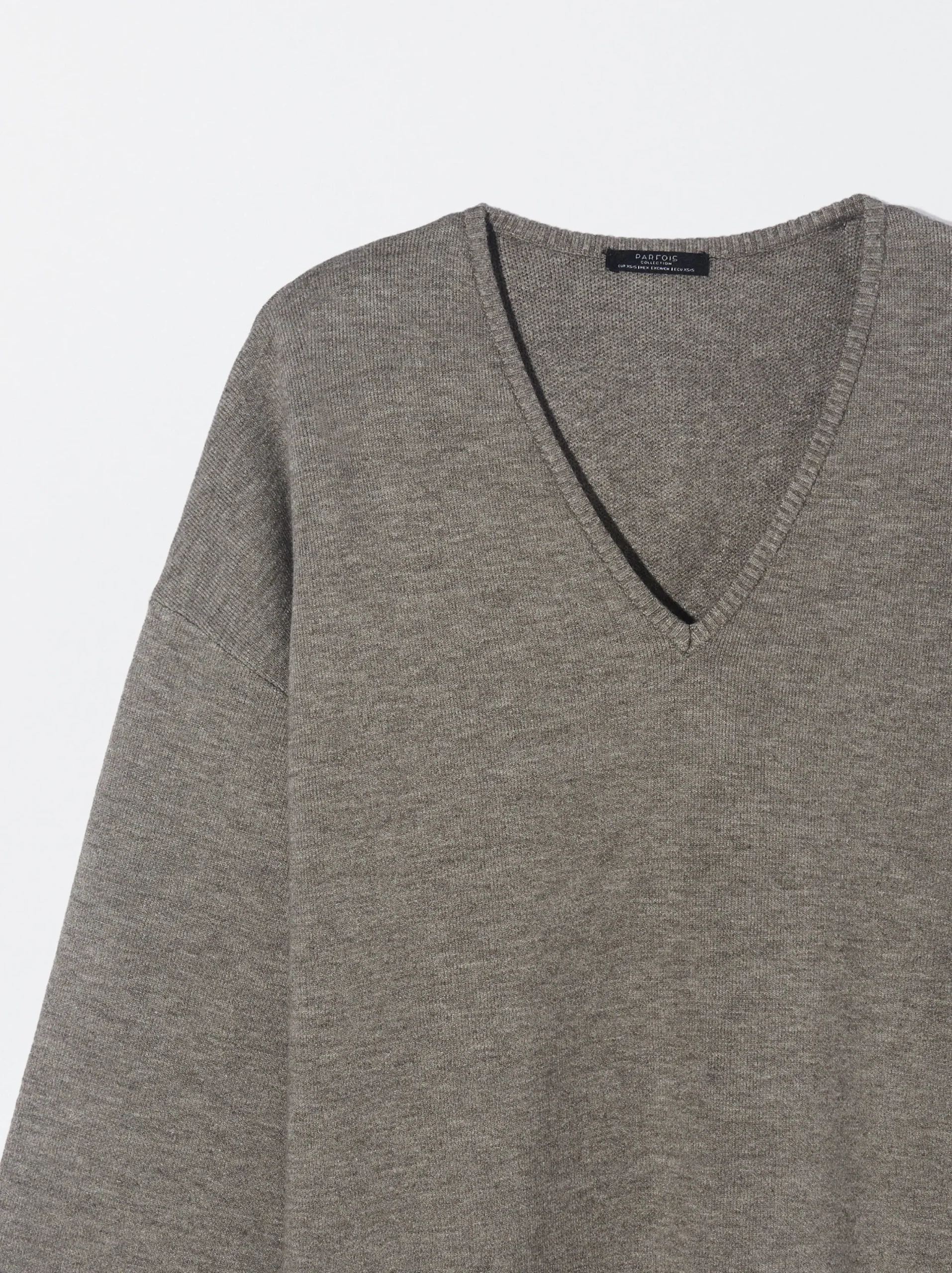 PARFOIS Jersey De Punto Cuello De Pico Marrón Outlet