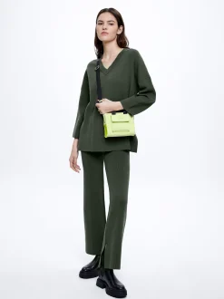 PARFOIS Jersey De Punto Cuello De Pico Verde Clearance