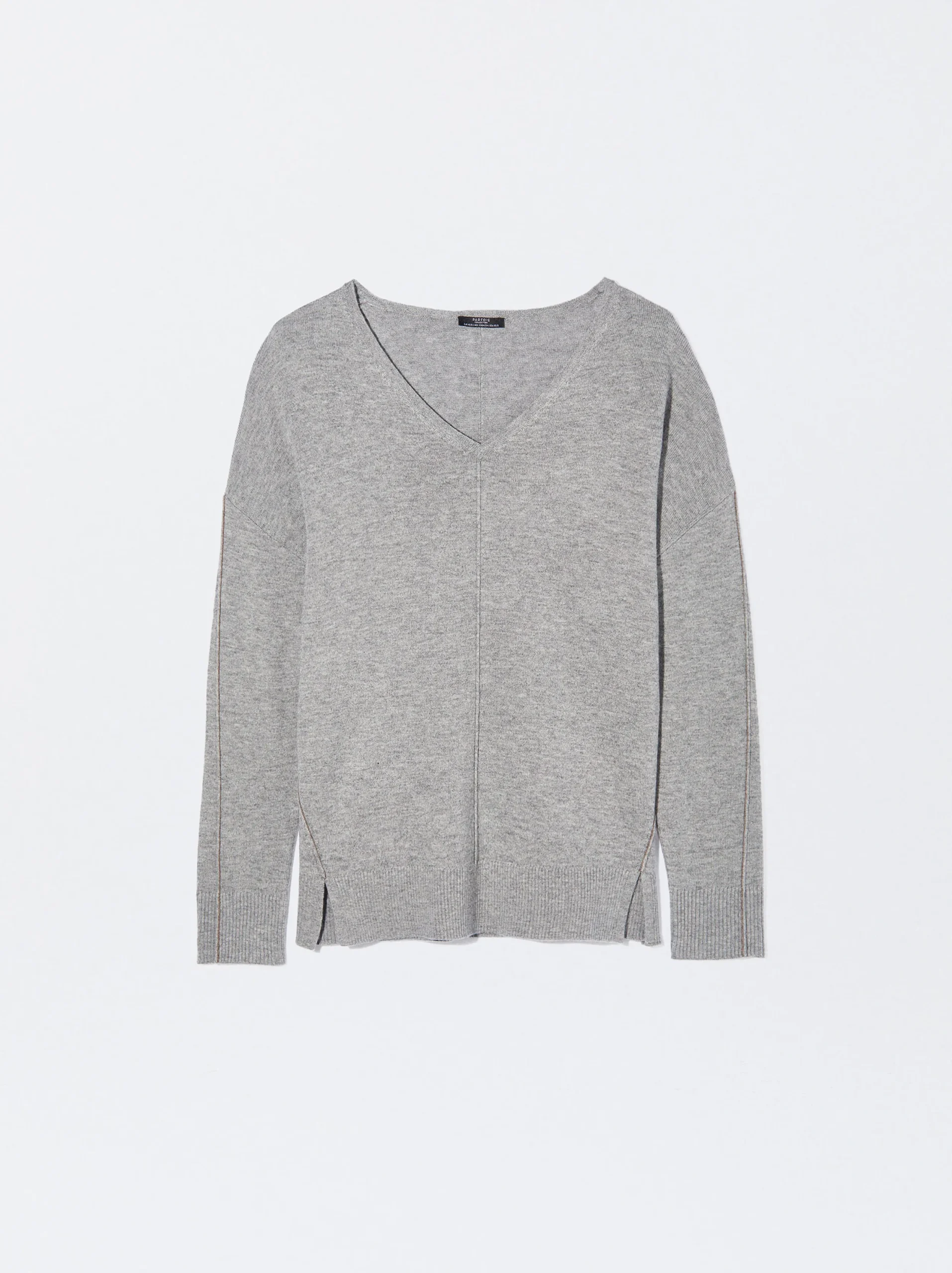 PARFOIS Jersey De Punto Cuello De Pico Gris Flash Sale