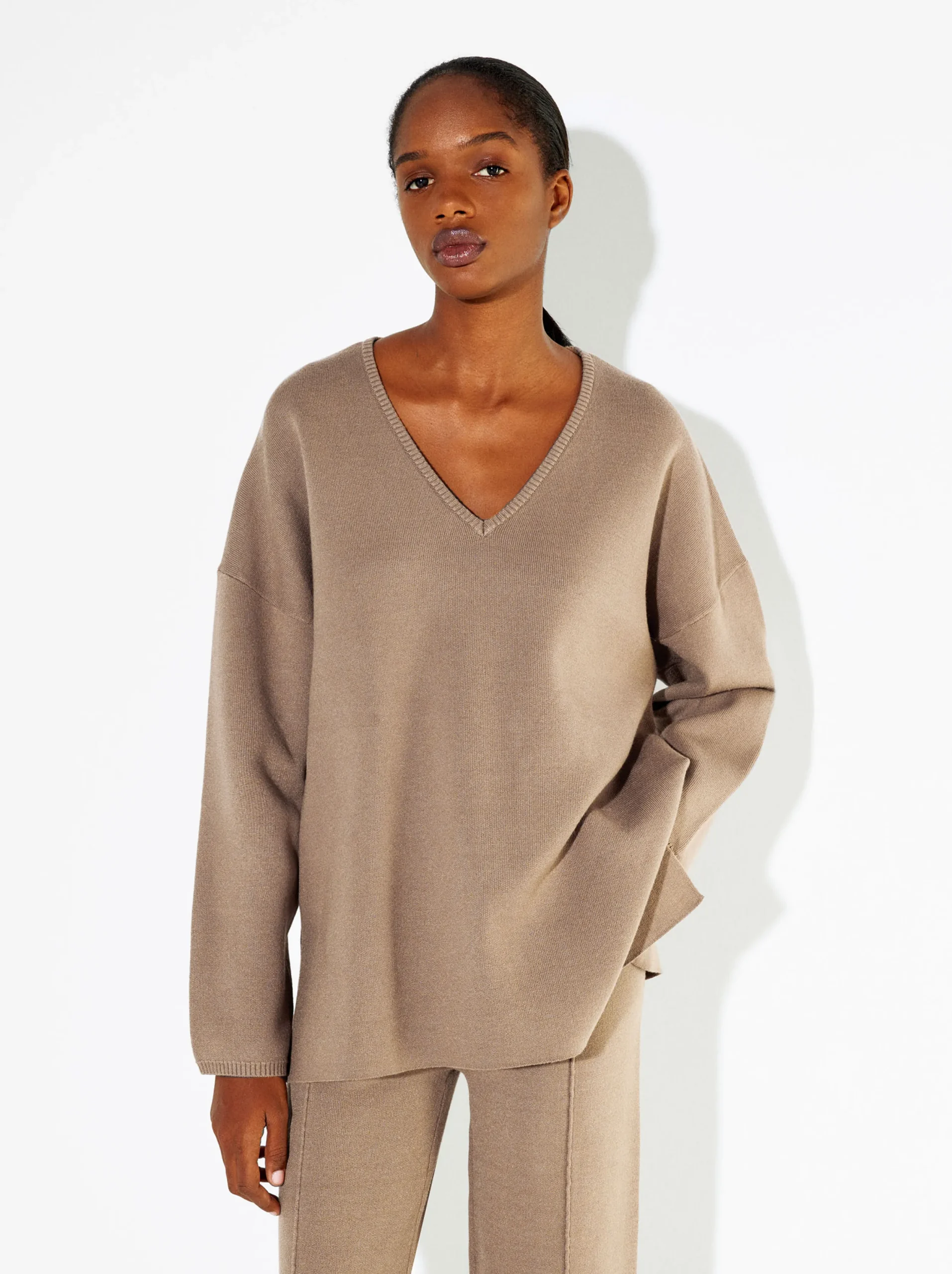 PARFOIS Jersey De Punto Cuello De Pico Camel Online