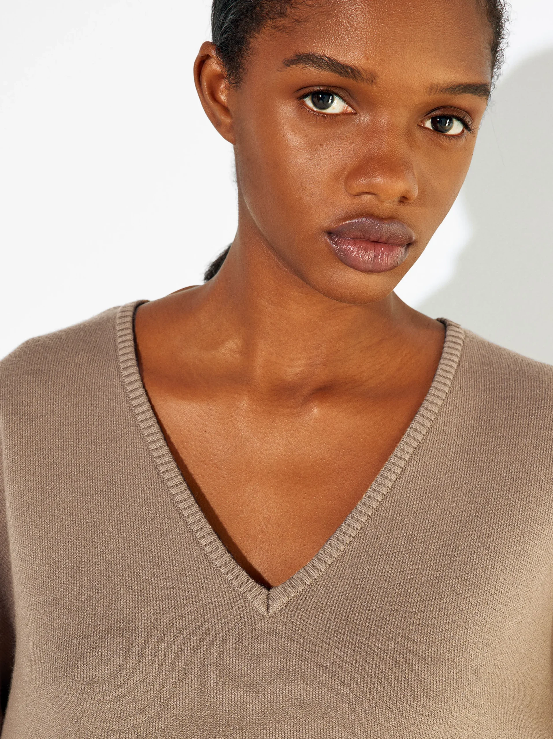 PARFOIS Jersey De Punto Cuello De Pico Camel Online