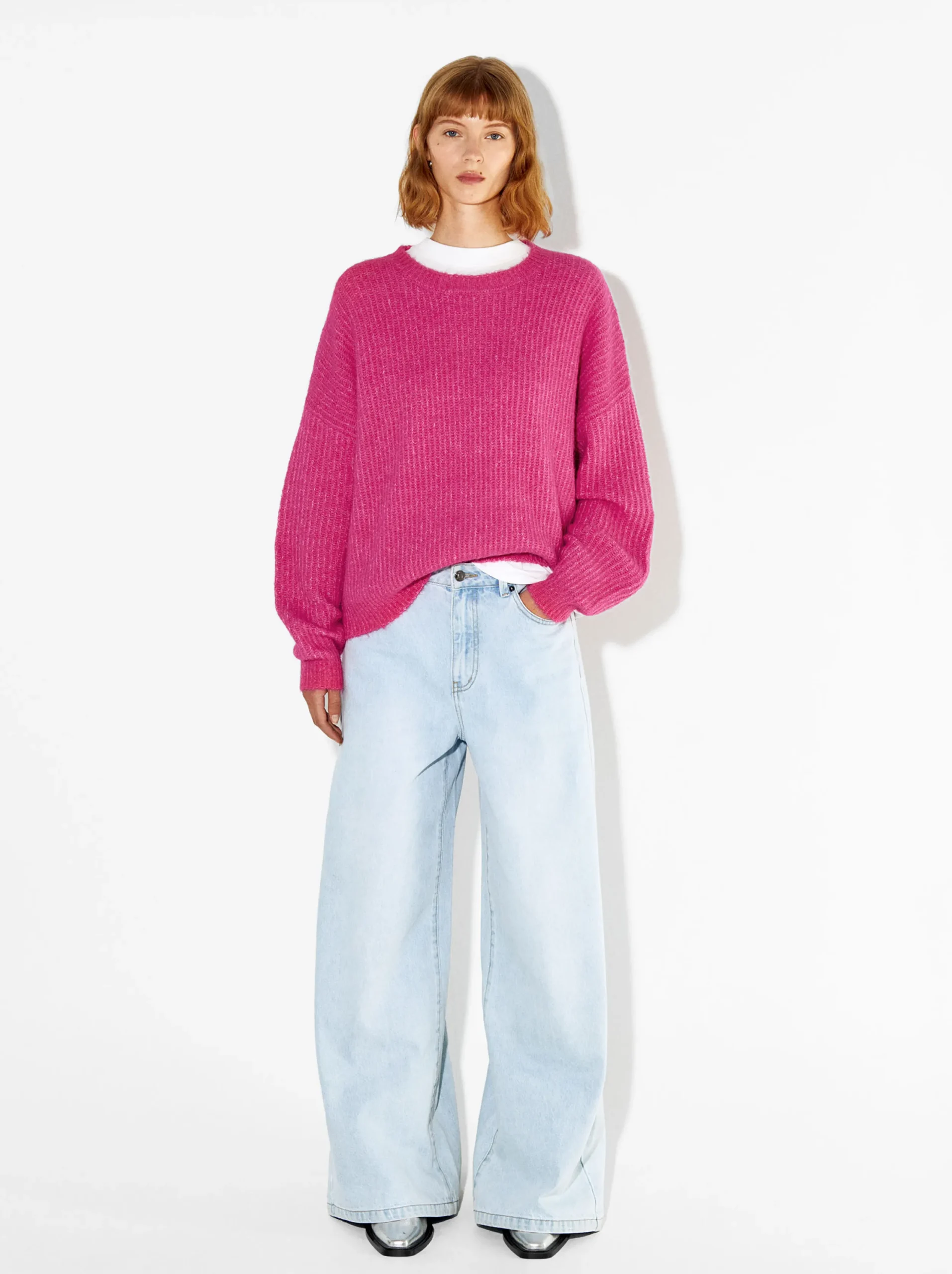 PARFOIS Jersey De Punto Cuello Redondo Fucsia Fashion