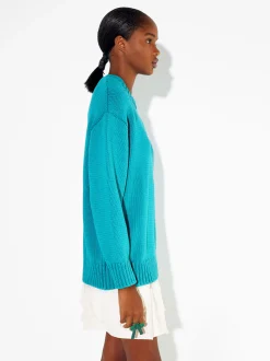 PARFOIS Jersey De Punto Cuello Redondo Azul Cheap