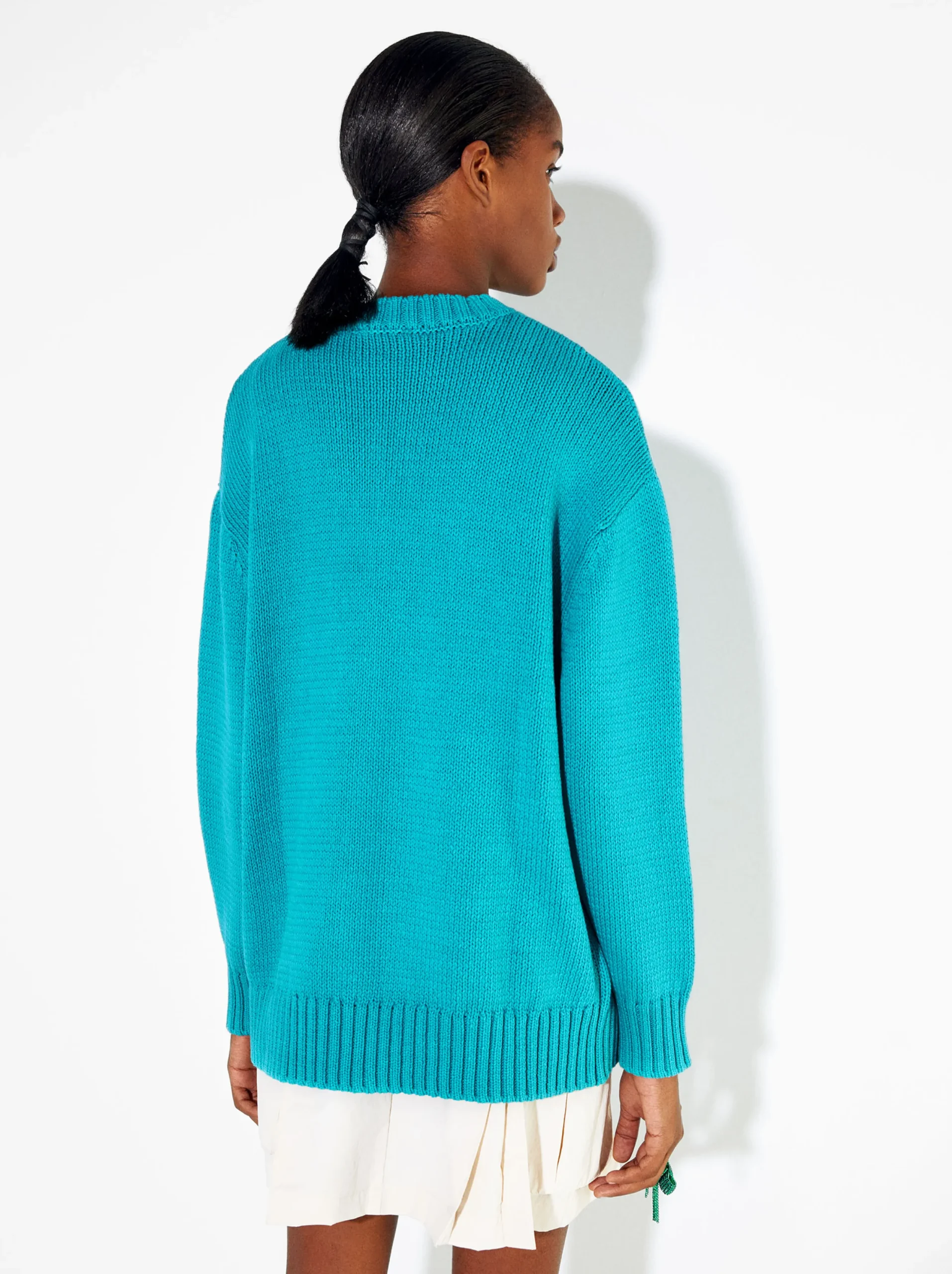PARFOIS Jersey De Punto Cuello Redondo Azul Cheap