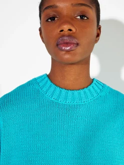 PARFOIS Jersey De Punto Cuello Redondo Azul Cheap