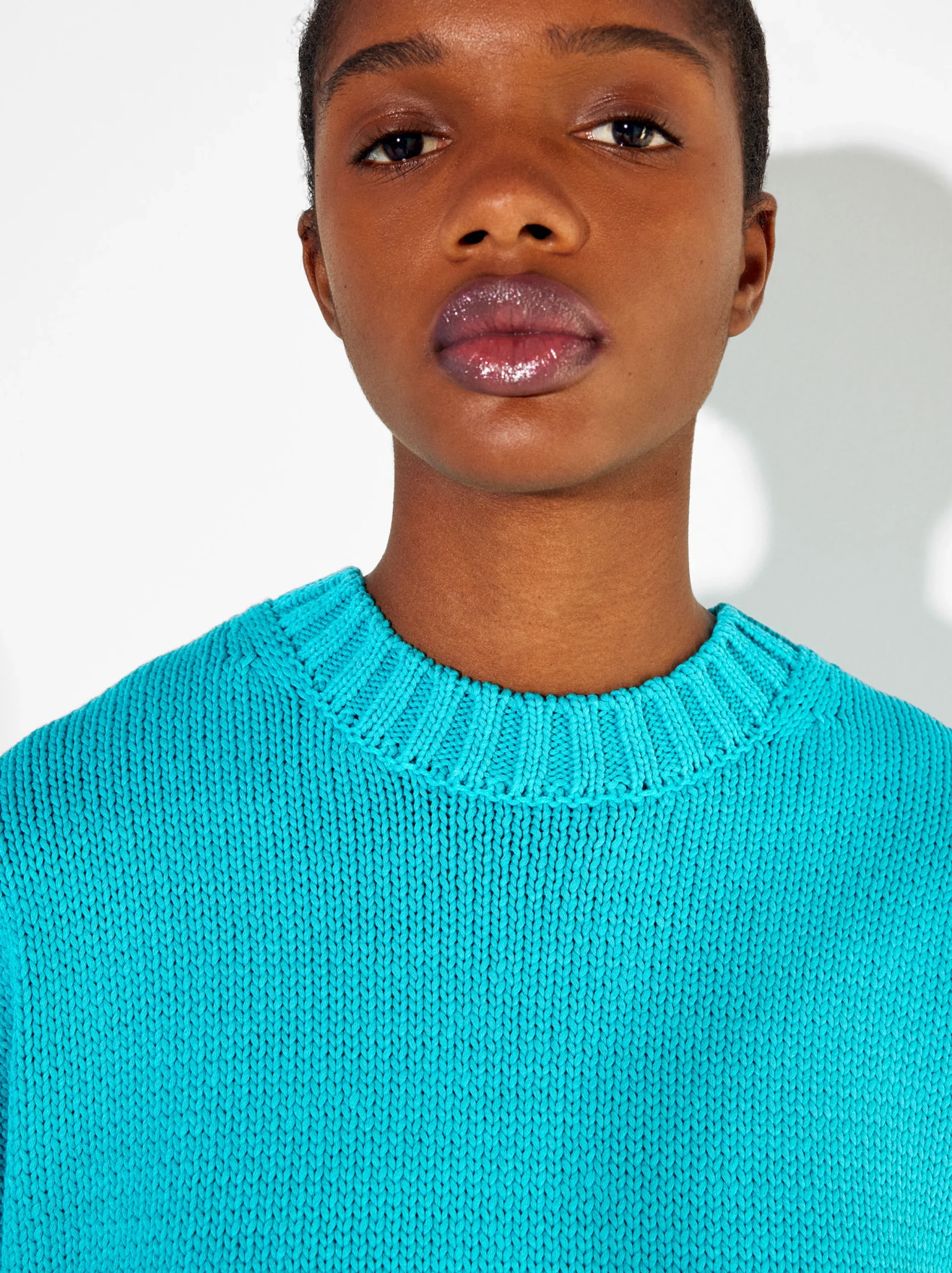 PARFOIS Jersey De Punto Cuello Redondo Azul Cheap