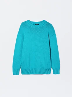 PARFOIS Jersey De Punto Cuello Redondo Azul Cheap