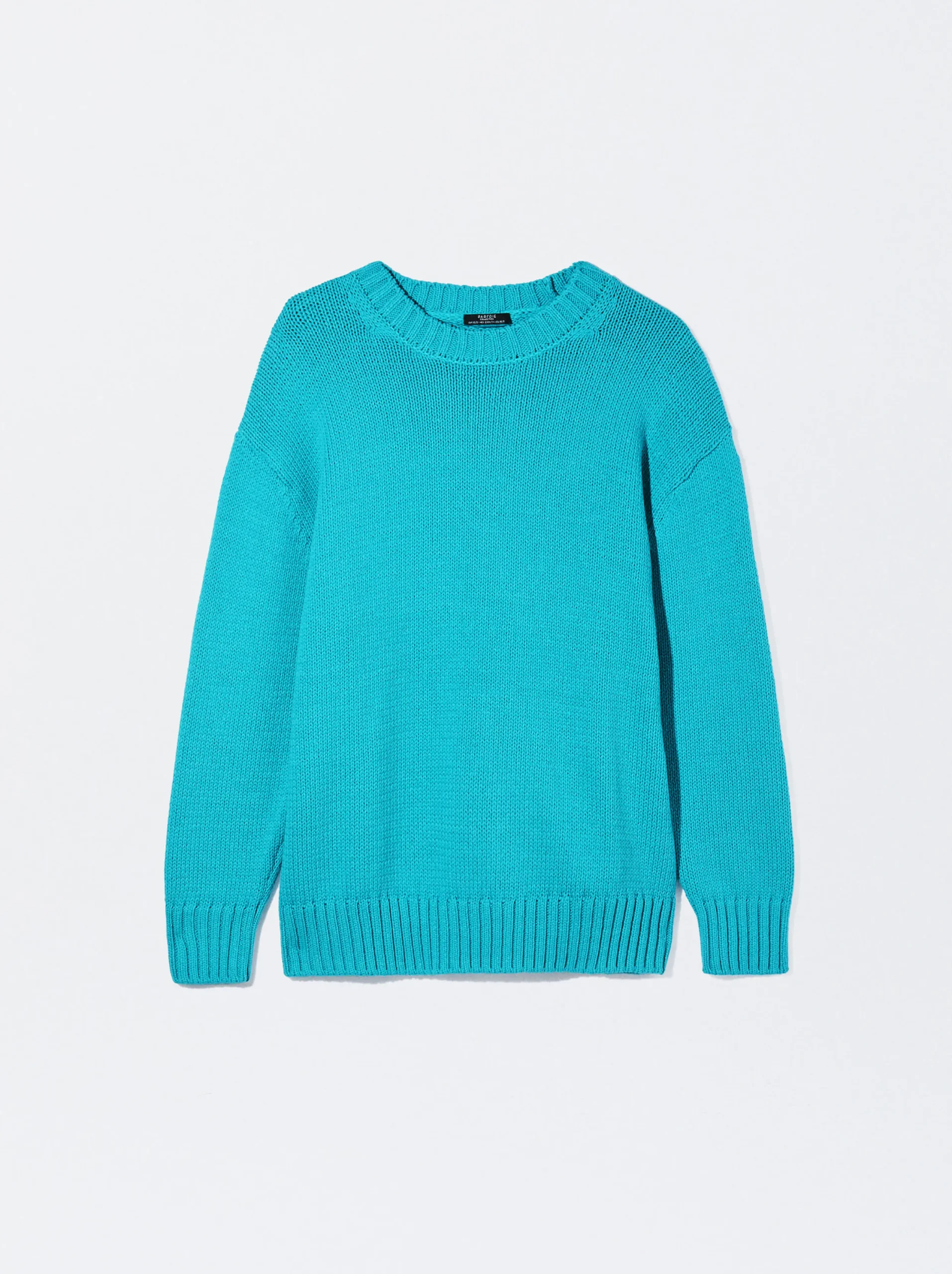 PARFOIS Jersey De Punto Cuello Redondo Azul Cheap