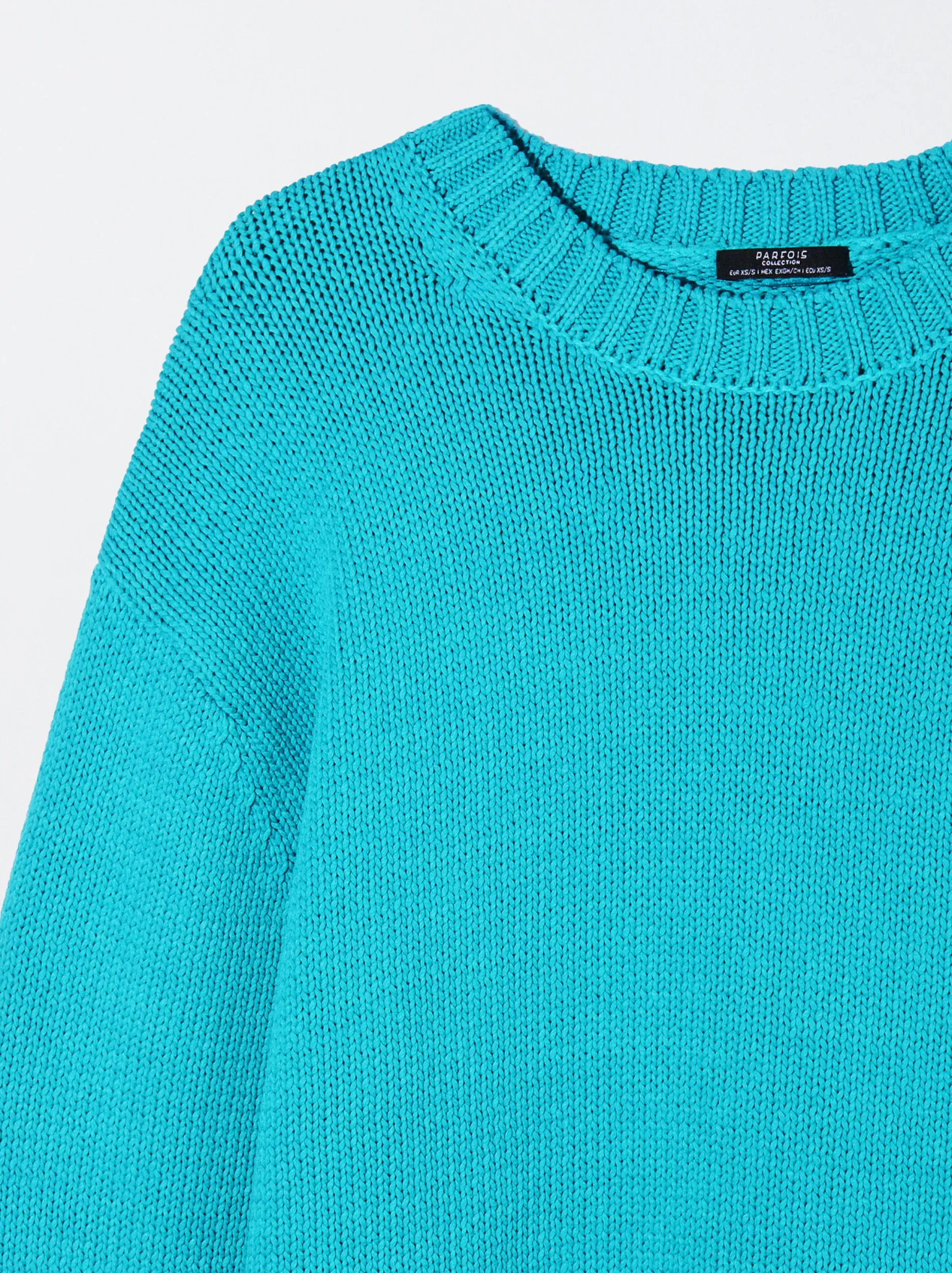 PARFOIS Jersey De Punto Cuello Redondo Azul Cheap
