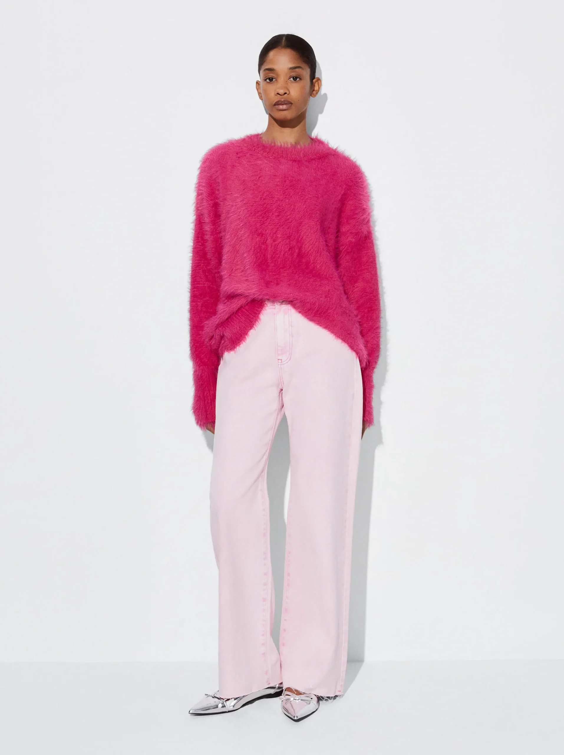 PARFOIS Jersey De Punto Cuello Redondo Fucsia Store