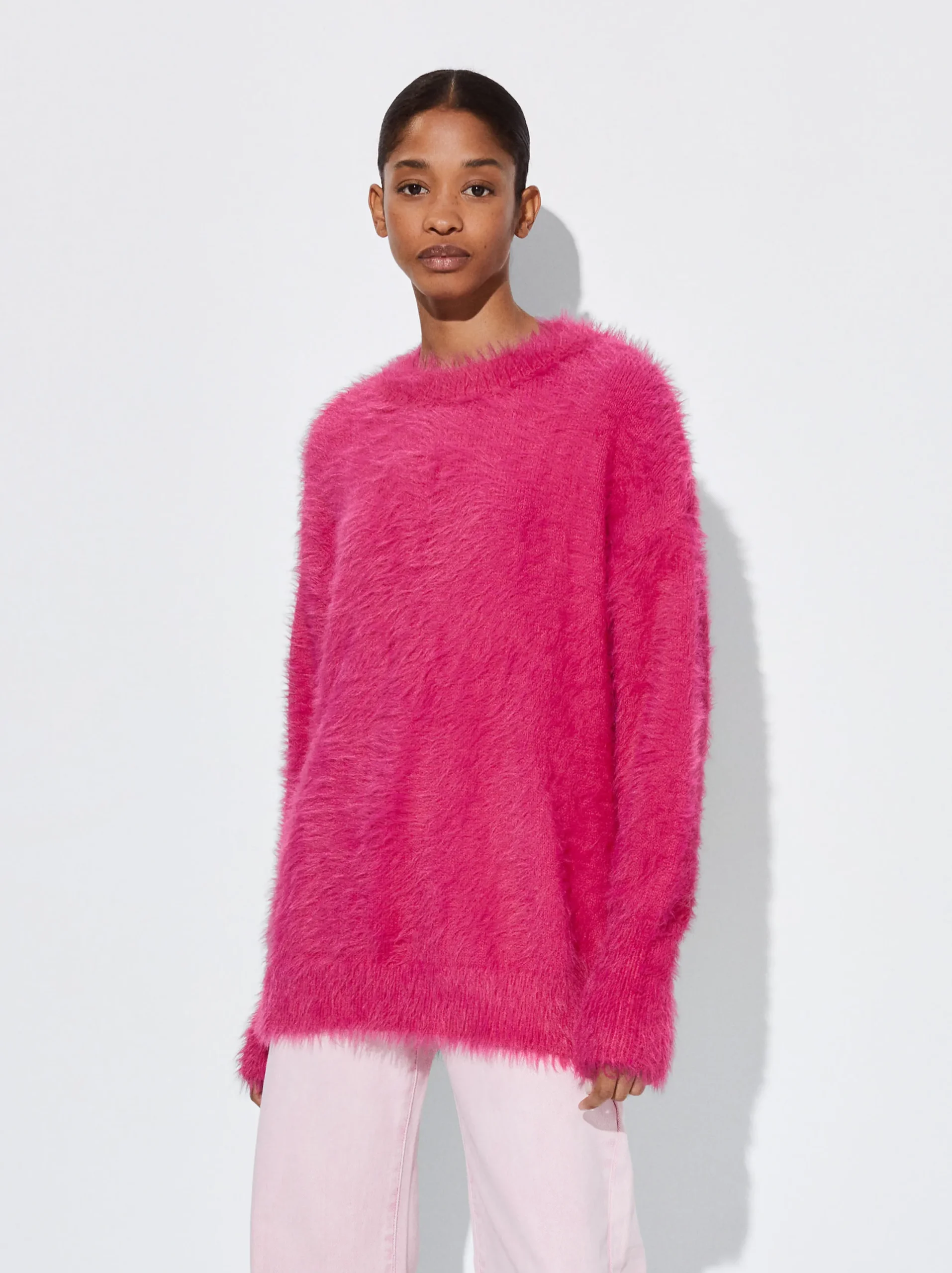 PARFOIS Jersey De Punto Cuello Redondo Fucsia Store