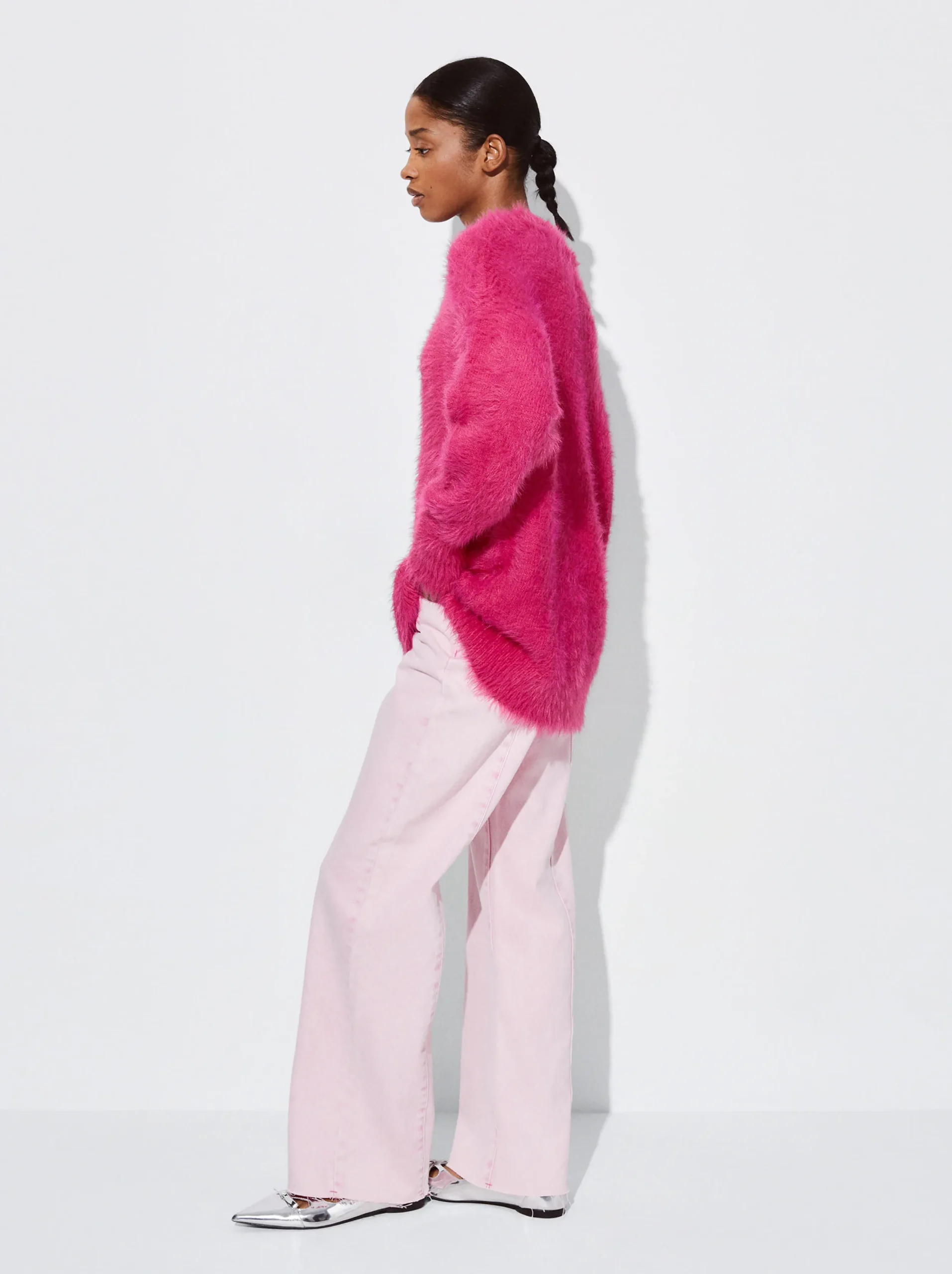 PARFOIS Jersey De Punto Cuello Redondo Fucsia Store