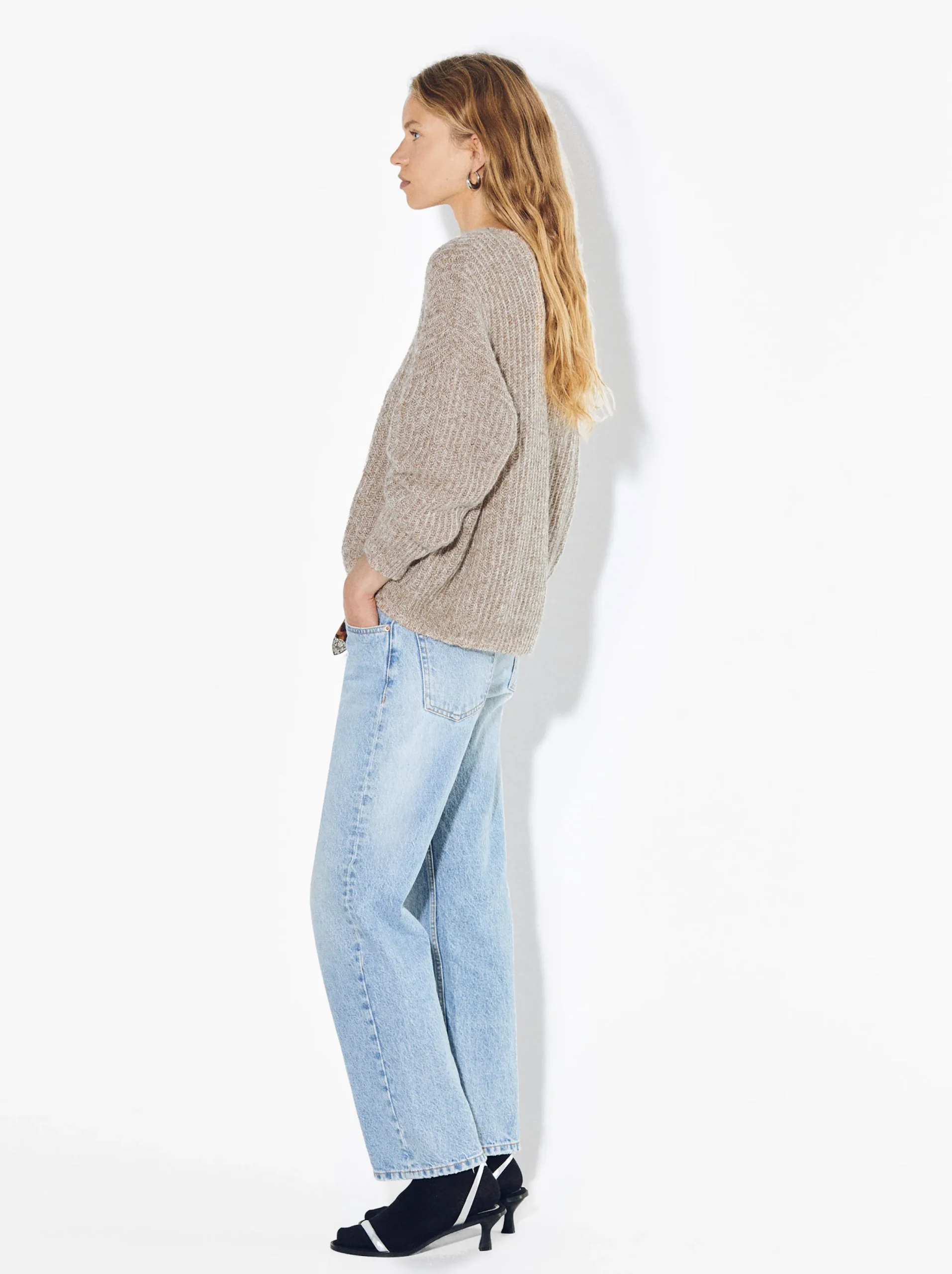 PARFOIS Jersey De Punto Cuello Redondo Beige Cheap