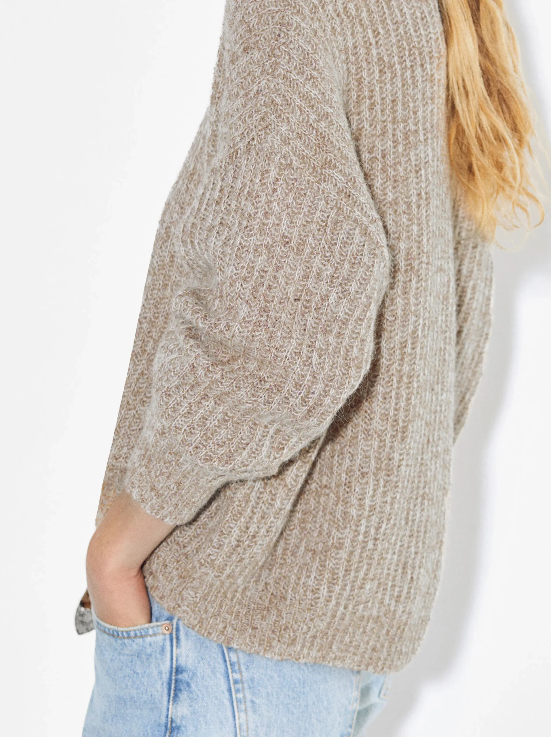 PARFOIS Jersey De Punto Cuello Redondo Beige Cheap