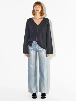 PARFOIS Jersey De Punto En Contraste Gris Flash Sale