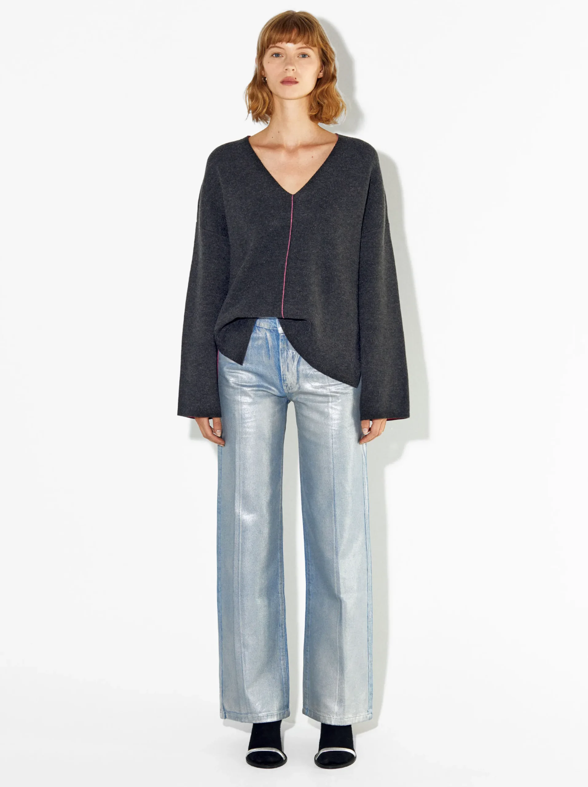 PARFOIS Jersey De Punto En Contraste Gris Flash Sale