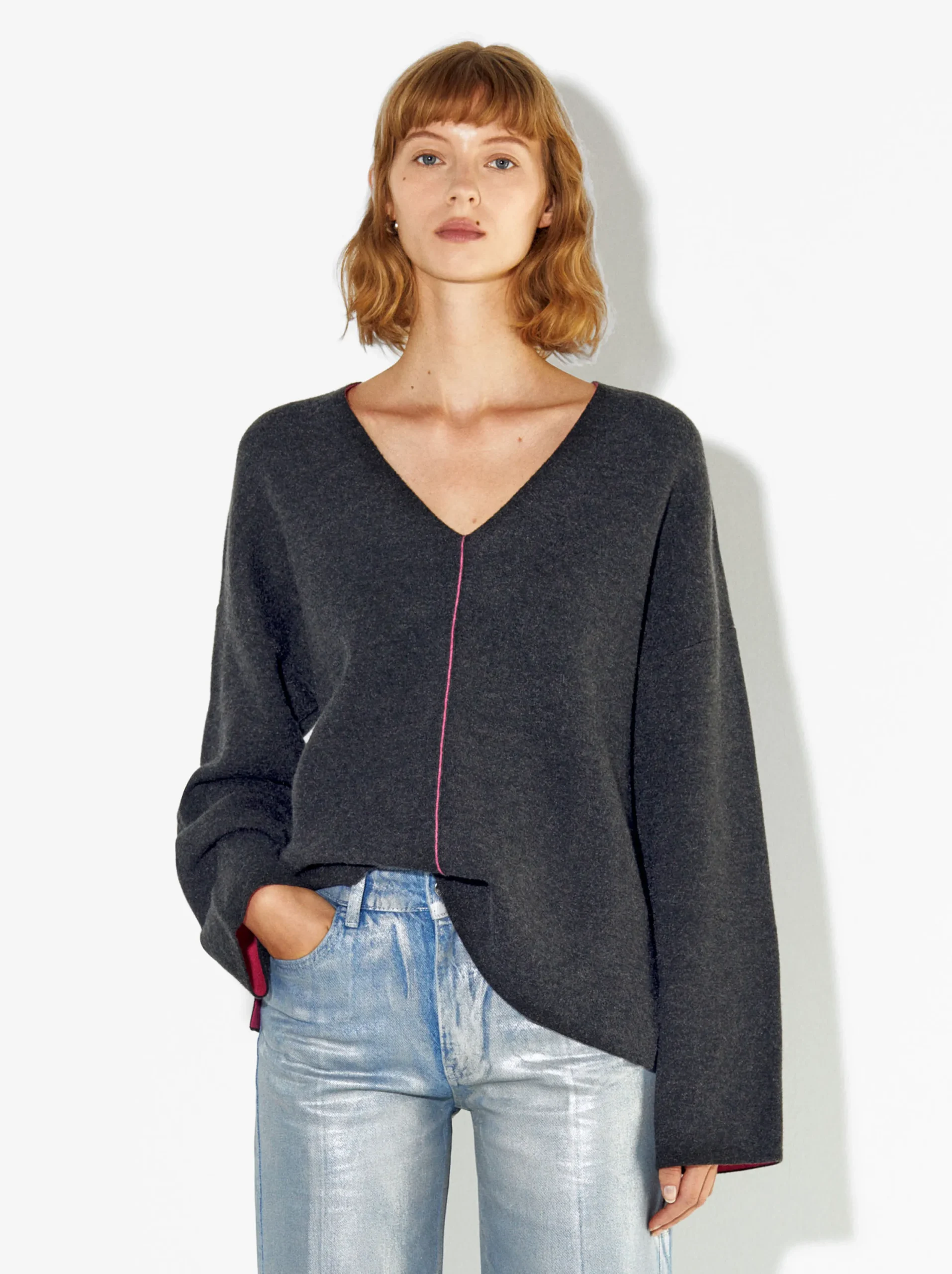 PARFOIS Jersey De Punto En Contraste Gris Flash Sale