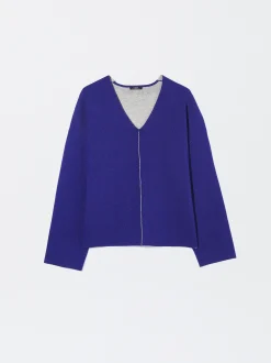 PARFOIS Jersey De Punto En Contraste Azul Clearance
