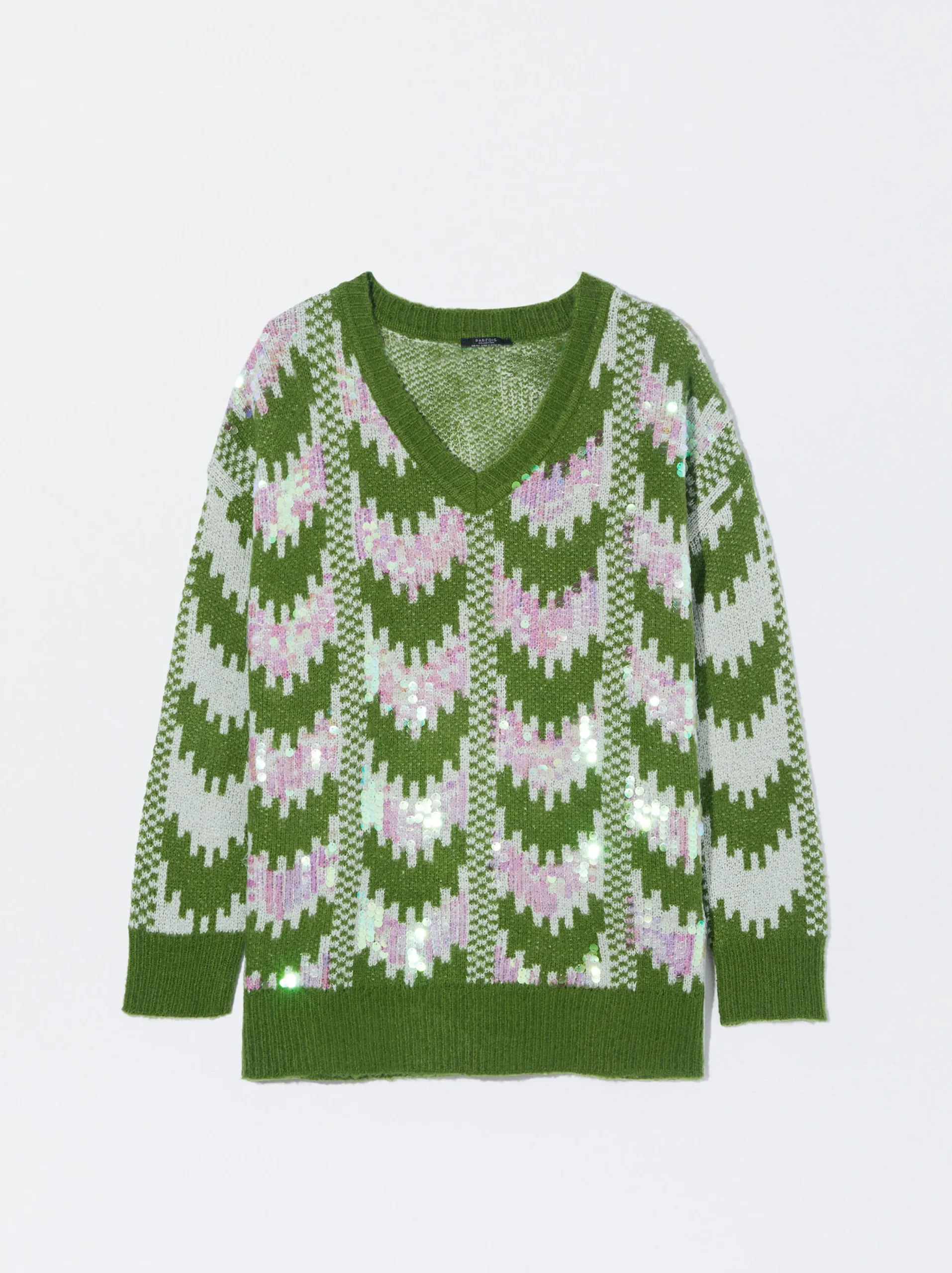 PARFOIS Jersey Jacquard Con Aplicaciones Verde Hot