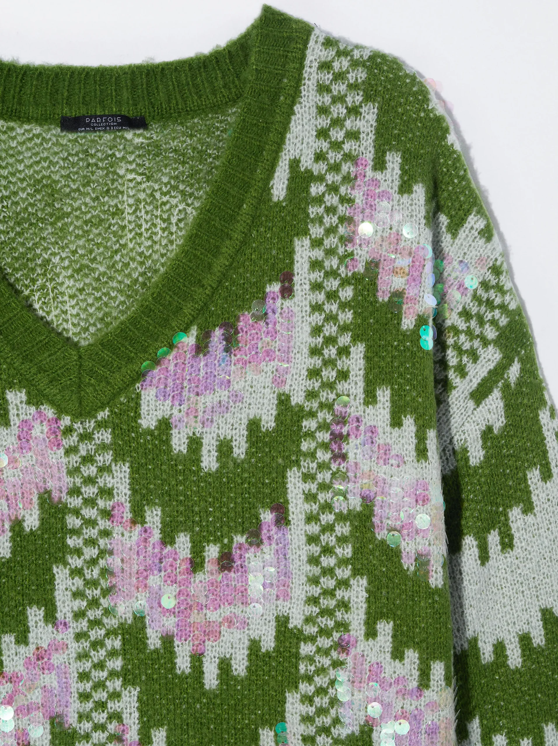 PARFOIS Jersey Jacquard Con Aplicaciones Verde Hot