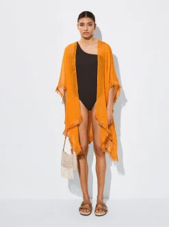 PARFOIS Kaftan Con Flecos Naranja Cheap