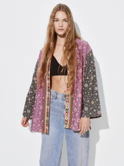 PARFOIS Kimono Abierto Estampado Multicor Flash Sale