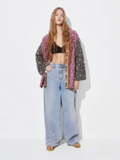 PARFOIS Kimono Abierto Estampado Multicor Flash Sale