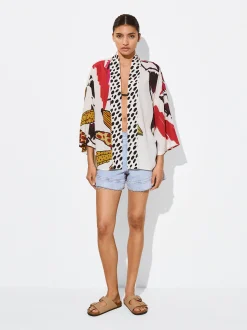 PARFOIS Kimono Abierto Estampado Multicor Sale