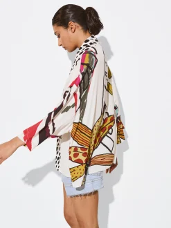 PARFOIS Kimono Abierto Estampado Multicor Sale