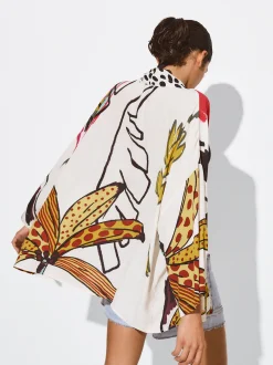 PARFOIS Kimono Abierto Estampado Multicor Sale
