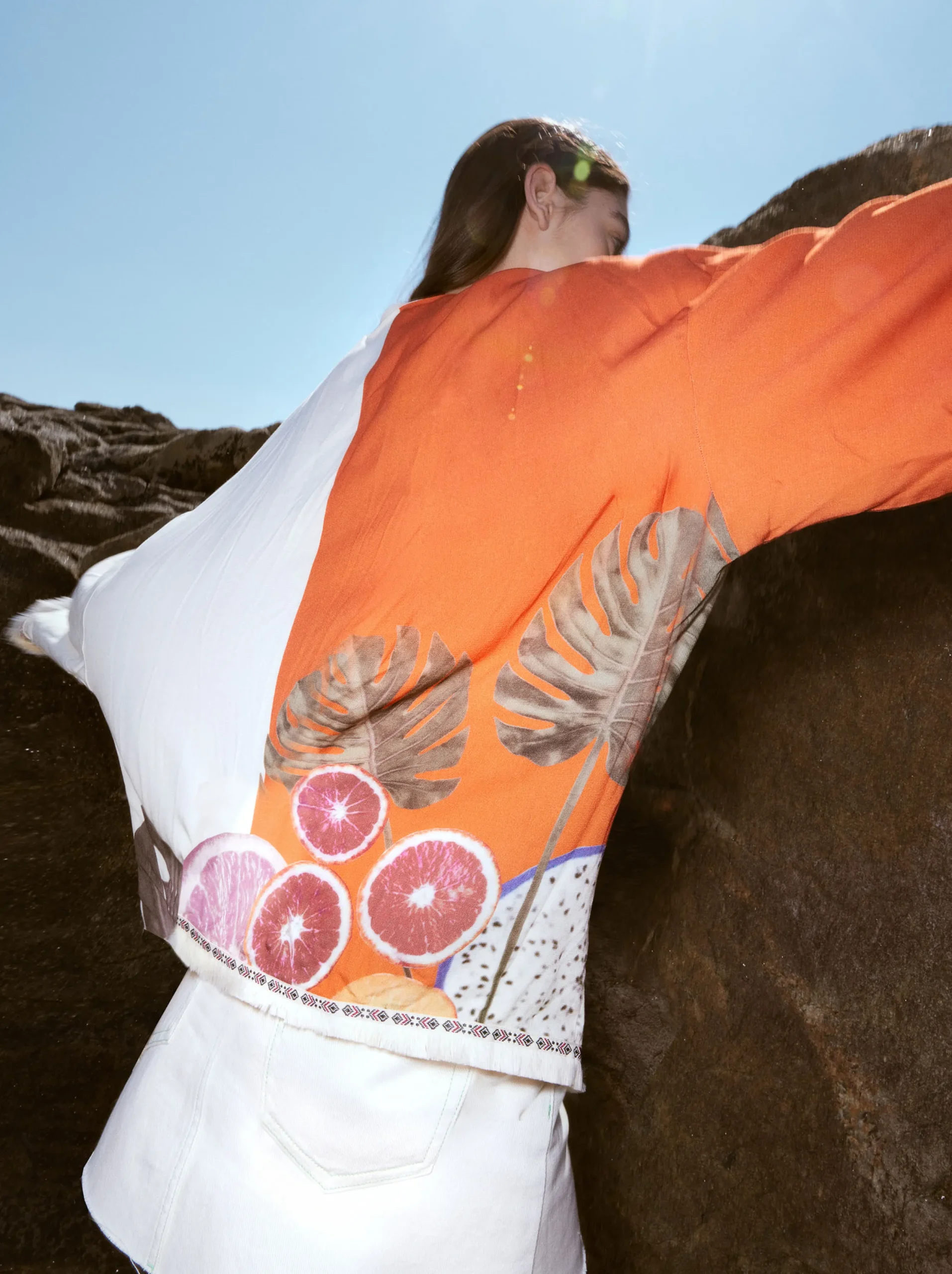 PARFOIS Kimono Abierto Estampado Multicor Hot