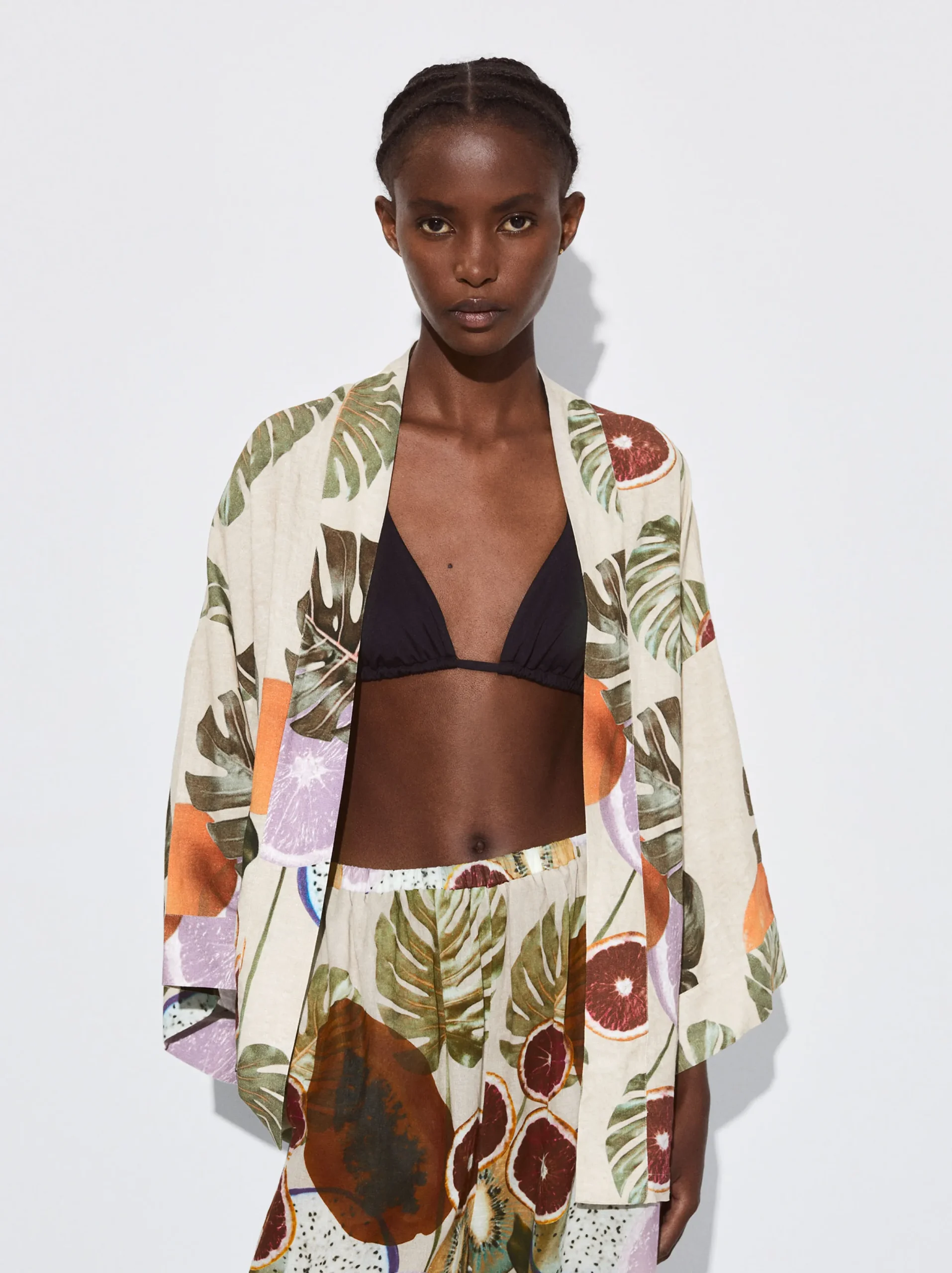 PARFOIS Kimono Abierto Estampado Multicor Cheap