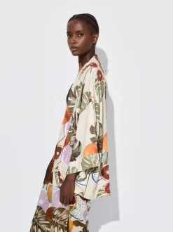 PARFOIS Kimono Abierto Estampado Multicor Cheap