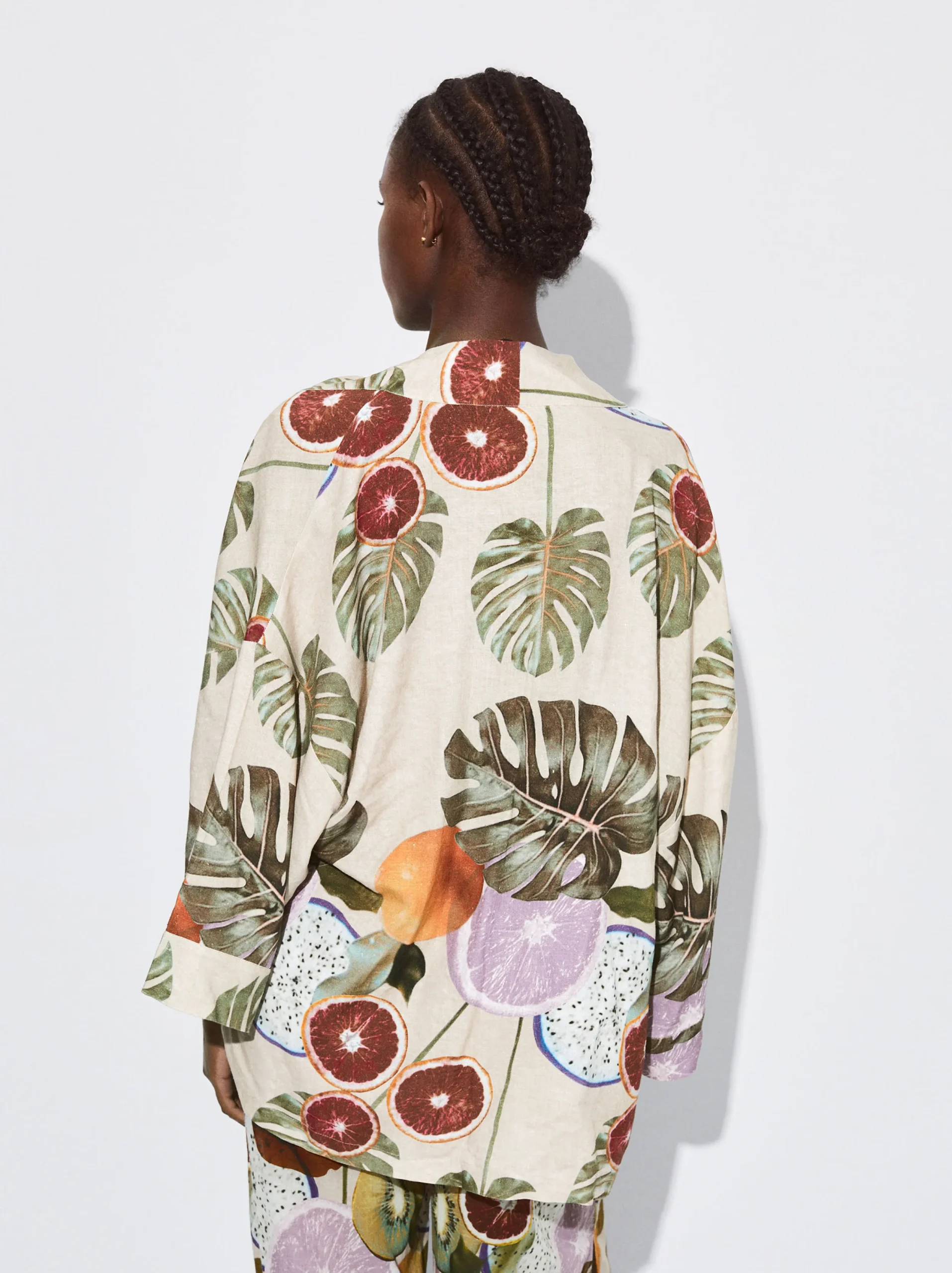 PARFOIS Kimono Abierto Estampado Multicor Cheap