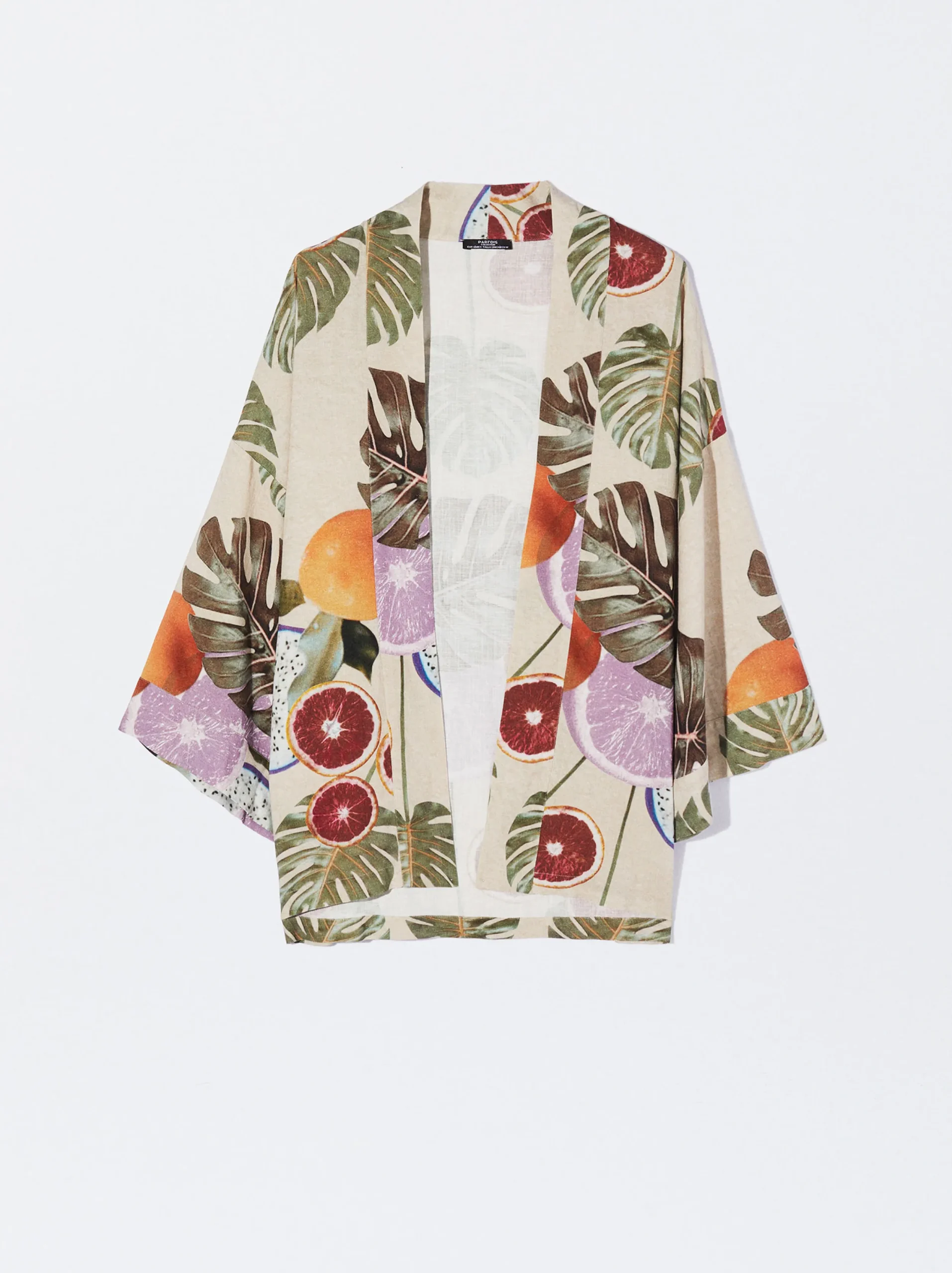 PARFOIS Kimono Abierto Estampado Multicor Cheap